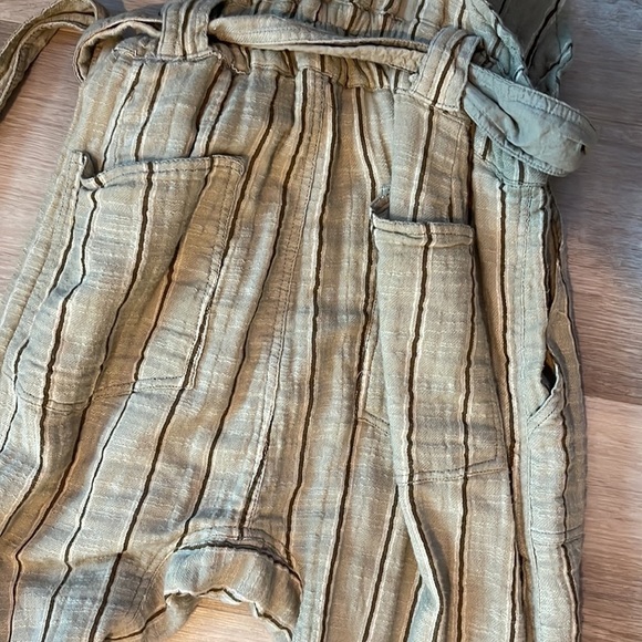 $128 NWT FREE PEOPLE ONE BALLAST STRIPED BELTED OVERALL JUMPSUIT MOSS Sz S - Picture 11 of 11